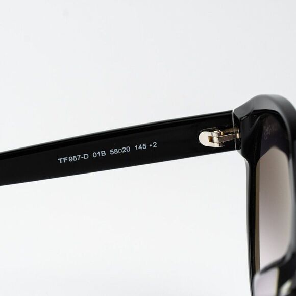 Tom Ford Women Sunglasses Shiny Black Smoke Gradient Round FT0957-D/S 01B